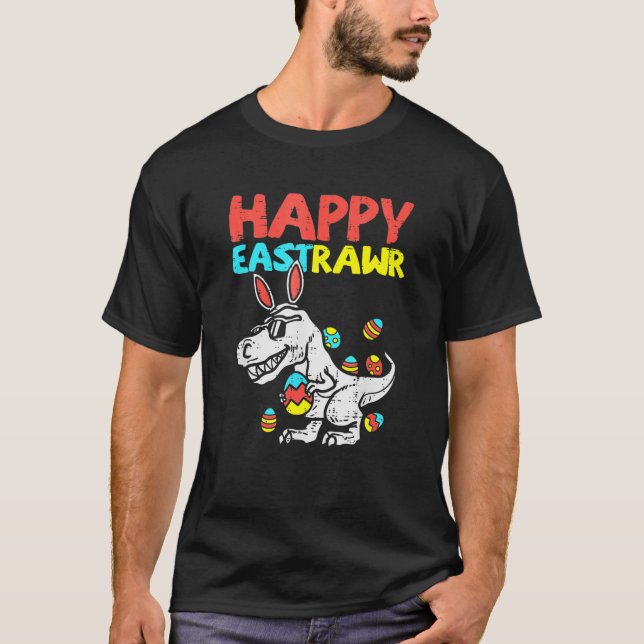 Camiseta Feliz Día de Pascua de Dinosaurio Trex Toddler Bo (Anverso)
