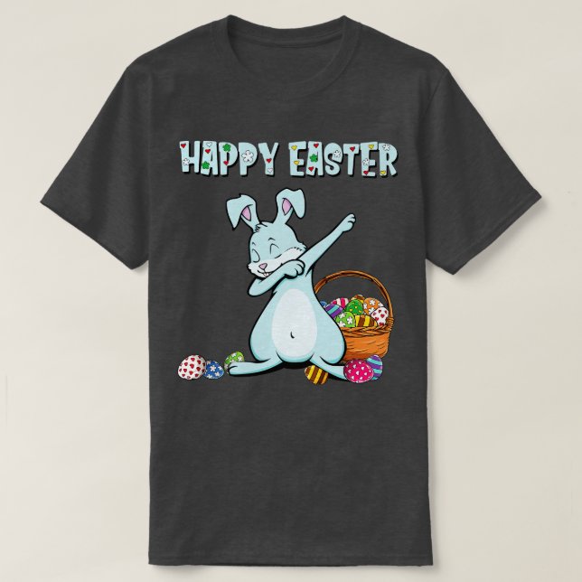 Camiseta Feliz Día de Pascua de los Huevos de Pascua Bunny  (Diseño del anverso)