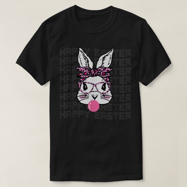 Camiseta Feliz Día de Pascua, dulce conejito con lentes de  (Diseño del anverso)