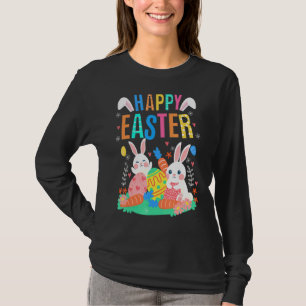 Camiseta Feliz Día de Pascua, dulce conejo con mujeres de P