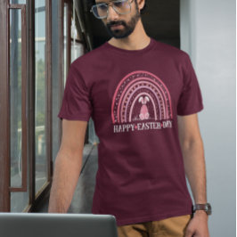 Camiseta Feliz Día de Pascua El Arcoiris lindo Diseño Conej