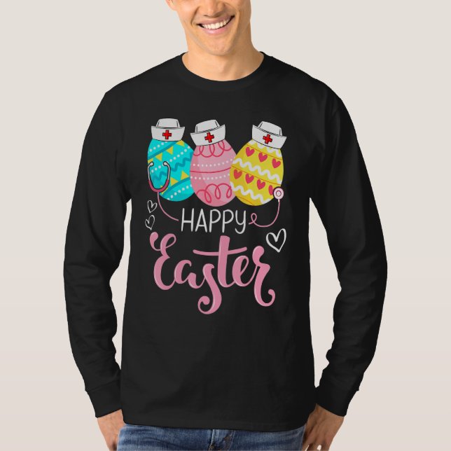 Camiseta Feliz Día de Pascua Enfermería lindo conejito Egg  (Anverso)
