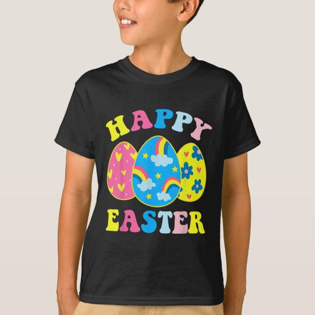 Camiseta Feliz Día de Pascua Graciosa Caza de Huevos Conejo (Anverso)