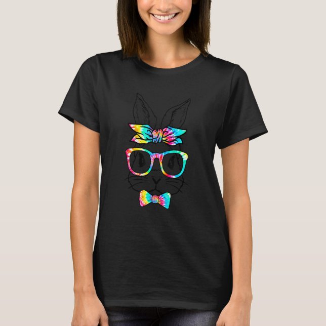 Camiseta Feliz Día de Pascua Guay Bunny Face Tie Dye Glasse (Anverso)