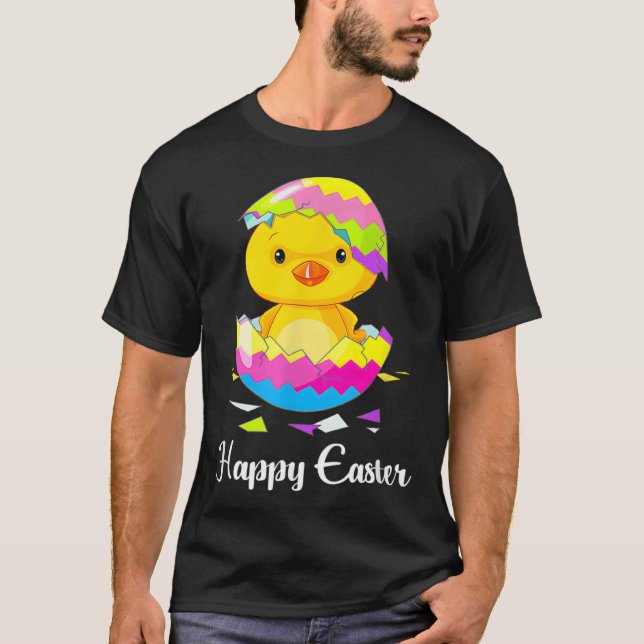 Camiseta Feliz Día de Pascua Huevos de Pollo Cute Chick Hug (Anverso)