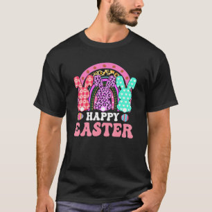Camiseta Feliz Día de Pascua Leoparny Conejo Domingo de Ram