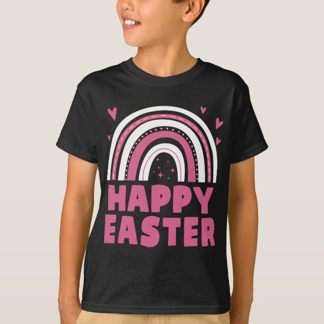 Camiseta Feliz Día de Pascua Niños Arcoiris (Anverso)