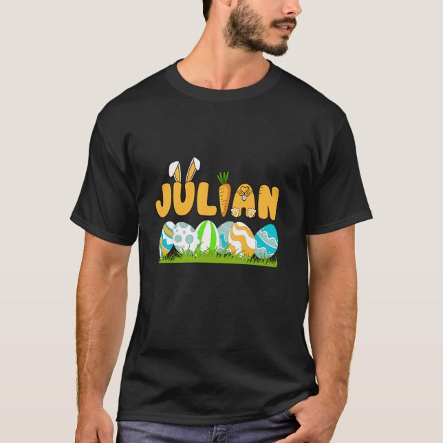 Camiseta Feliz Día de Pascua Niños Hombres Nombre Personali (Anverso)