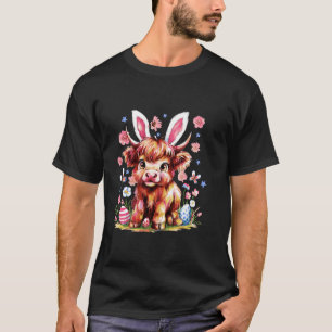 Camiseta Feliz día de Pascua Vaca de las Tierras Altas Cone