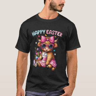 Camiseta Feliz día de Pascua Vaca de las Tierras Altas Cone