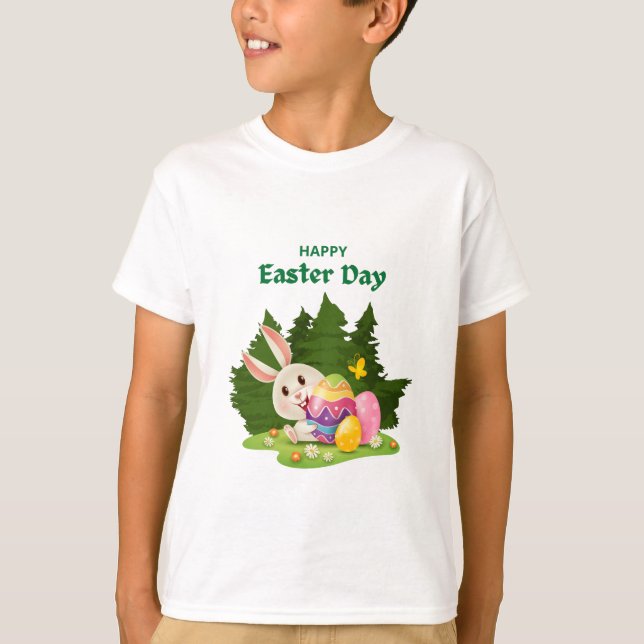 Camiseta Feliz Día de Pascua y graciosos deseos de conejo (Anverso)