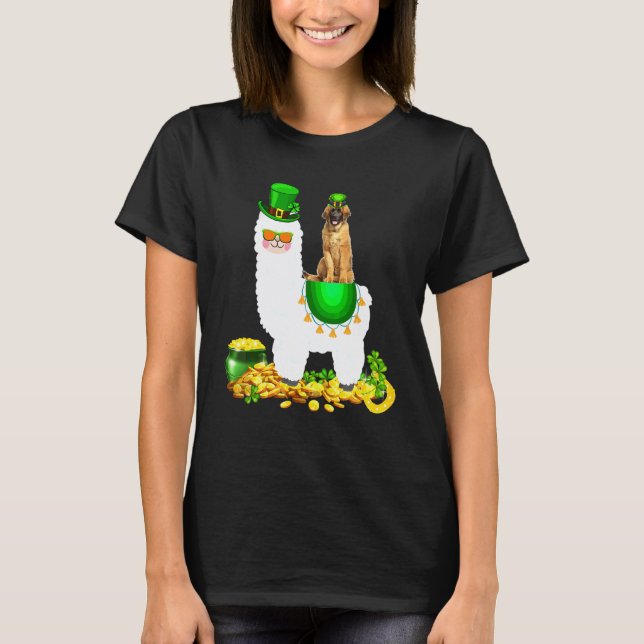 Camiseta Feliz día de Patrick S Leprechaun Leonberger monta (Anverso)