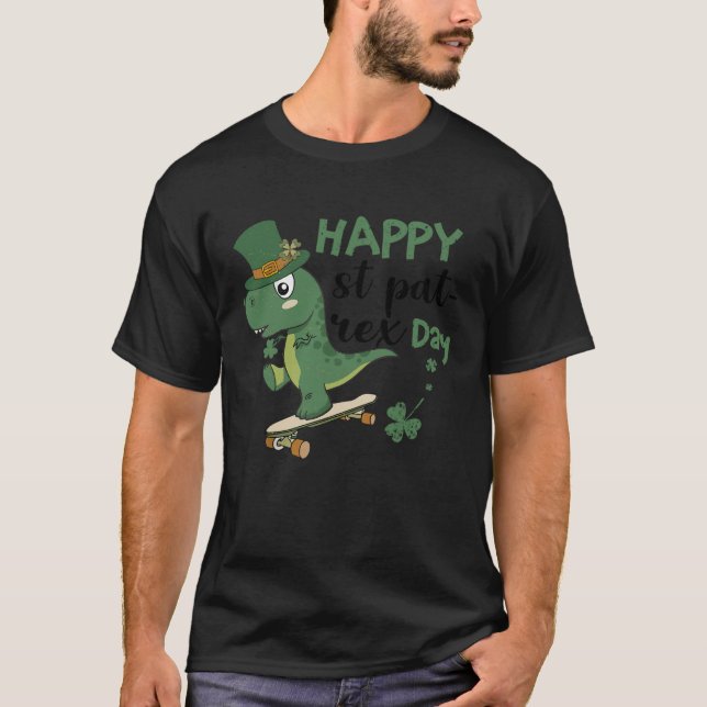 Camiseta Feliz Día de Rex de St. Pat, niñito de dinosaurio (Anverso)