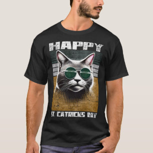 Camiseta Feliz Día de San Catrick Gris Gafas de Sol Irlandé