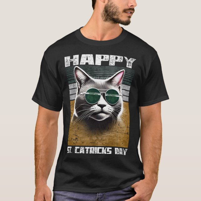Camiseta Feliz Día de San Catrick Gris Gafas de Sol Irlandé (Anverso)
