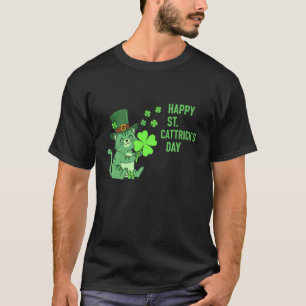 Camiseta Feliz día de San Cattrick Lucky Irish Cat Trébol d