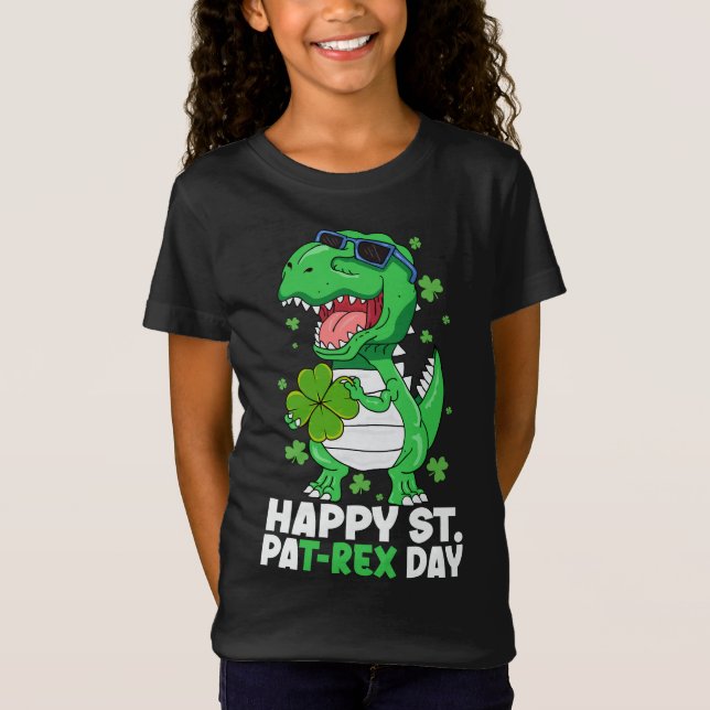 Camiseta Feliz Día de San PaT-Rex Dinosaurio, niños del Día (Anverso)