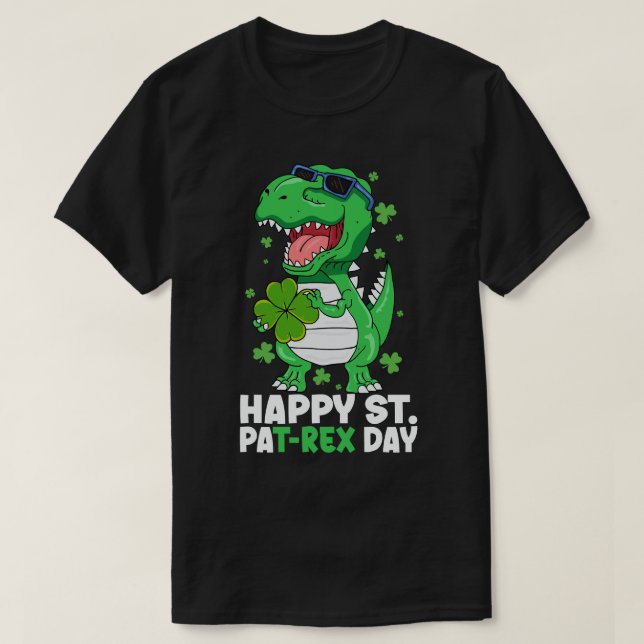 Camiseta Feliz Día de San PaT-Rex Dinosaurio, niños del Día (Diseño del anverso)
