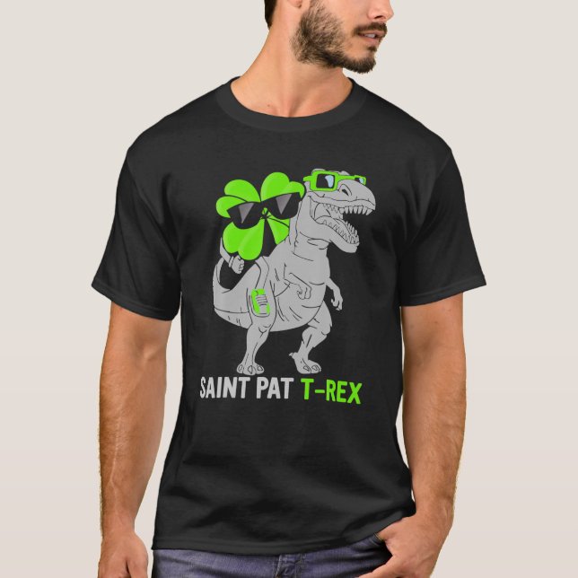 Camiseta Feliz Día de San Pat Rex, niños de dinosaurios (Anverso)