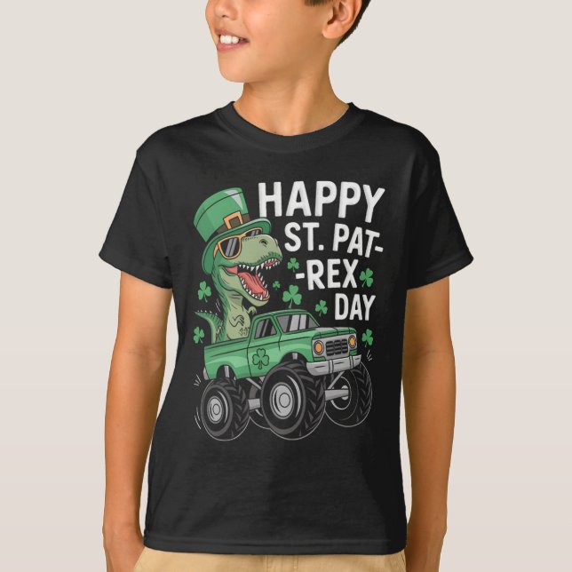 Camiseta Feliz día de San Pat-rex Patrick Dinosaurio Monstr (Anverso)