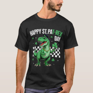 Camiseta Feliz día de San Pat T-rex chicos niños dinosaurio