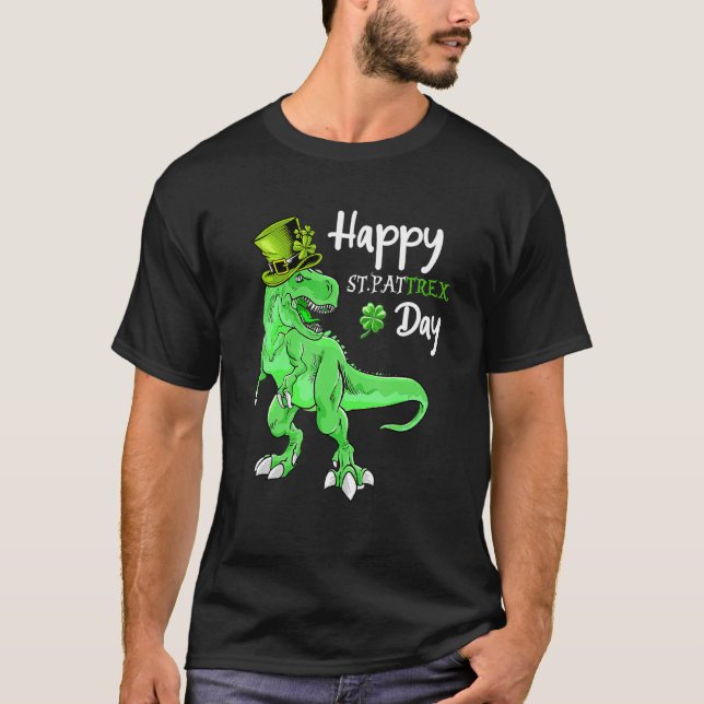 Camiseta Feliz Día de San Pat T Rex Día de St Patricks Dino (Anverso)
