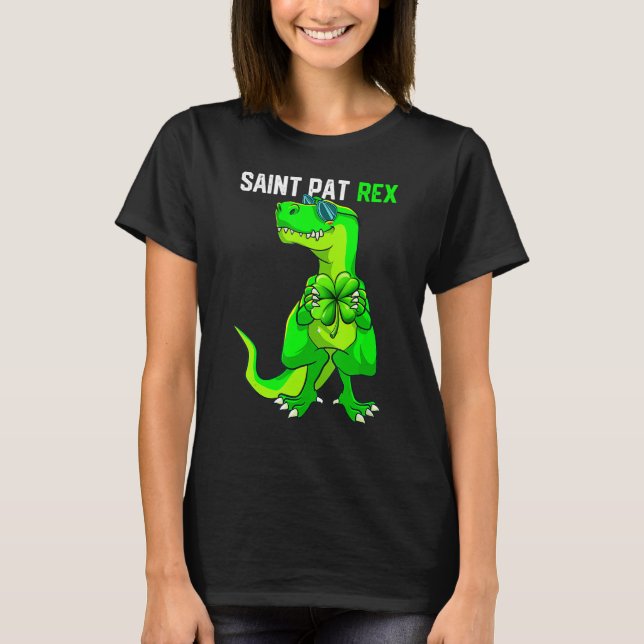 Camiseta Feliz Día de San Pat T Rex San Patricio Dinos dive (Anverso)