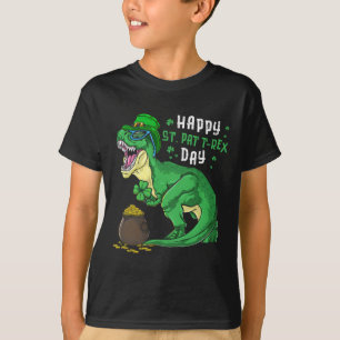 Camiseta Feliz día de San Pat Trex Dino día de San Patricio