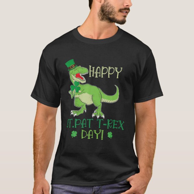 Camiseta Feliz Día de San Patrex Pat Rex Dino Irish Pat Tre (Anverso)