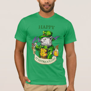 Camiseta Feliz día de San Patricio Cerveza Gato Irlandés Di
