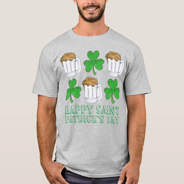 Camiseta Feliz Día de San Patricio Cerveza Verde Shamrock (Anverso)
