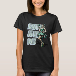 Camiseta Feliz Día de San Patricio Chica Pinup con Shamrock