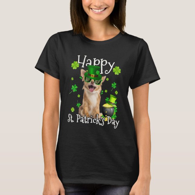 Camiseta Feliz Día de San Patricio Chihuahua Perro Irlandés (Anverso)
