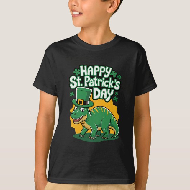 Camiseta Feliz Día de San Patricio con Dino (Anverso)