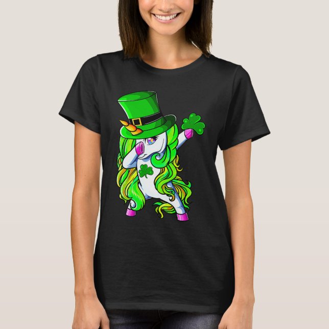Camiseta Feliz Día de San Patricio, Dabbing Unicorn Lucky S (Anverso)