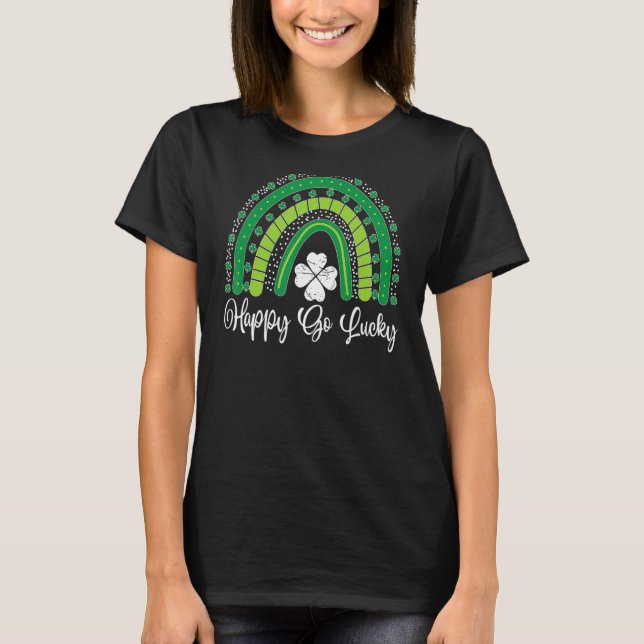Camiseta Feliz Día de San Patricio del Arcoiris Afortunado (Anverso)