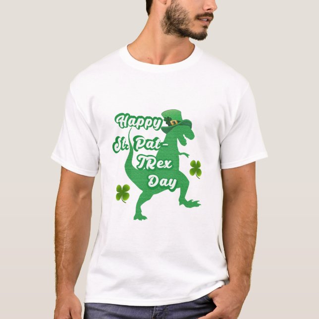 Camiseta Feliz Día de San Patricio Dinosaurio divertido T-r (Anverso)