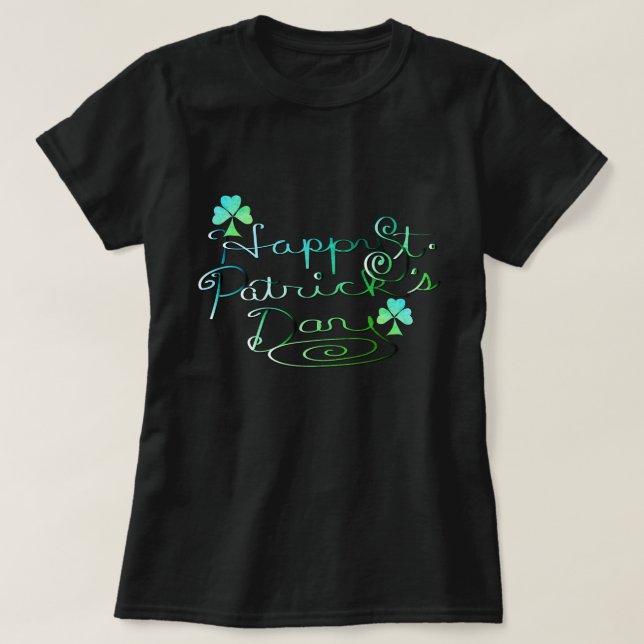 Camiseta "Feliz Día de San Patricio" escrito a mano con Sha (Diseño del anverso)