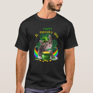 Camiseta Feliz día de San Patricio Gatito Sombrero Leprecha