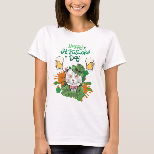 Camiseta Feliz Día de San Patricio- Gato (Anverso)