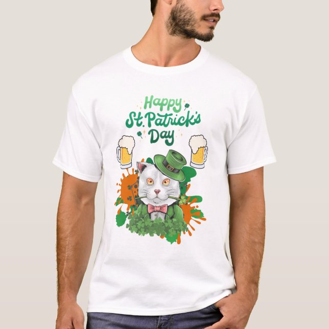 Camiseta Feliz Día de San Patricio- Gato (Anverso)