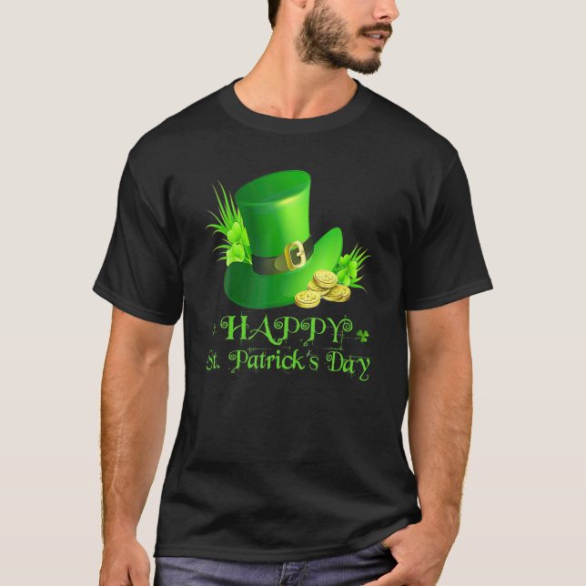 Camiseta Feliz Día de San Patricio Gorra Verde Shamrock Iri (Anverso)