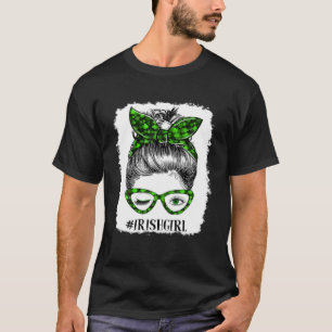 Camiseta Feliz Día de San Patricio Gracioso Messy Bun Shamr