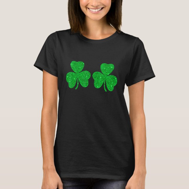 Camiseta Feliz Día De San Patricio Gracioso Purpurina Verde (Anverso)