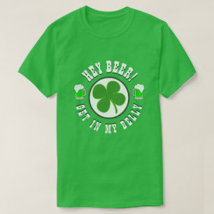 Camiseta Feliz Día de San Patricio HEY BEER ENTRAR EN MI BE