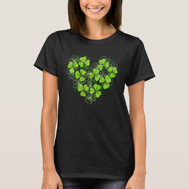 Camiseta Feliz Día De San Patricio Irlandés Shamrock Heart  (Anverso)