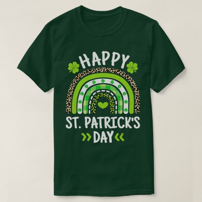 Camiseta Feliz Día de San Patricio Leopardo Imprimir Shamro (Diseño del anverso)