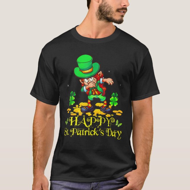 Camiseta Feliz Día de San Patricio, Leprechaun Dabbing Kids (Anverso)
