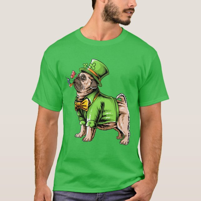 Camiseta Feliz Día de San Patricio | Leprechaun Pug (Anverso)