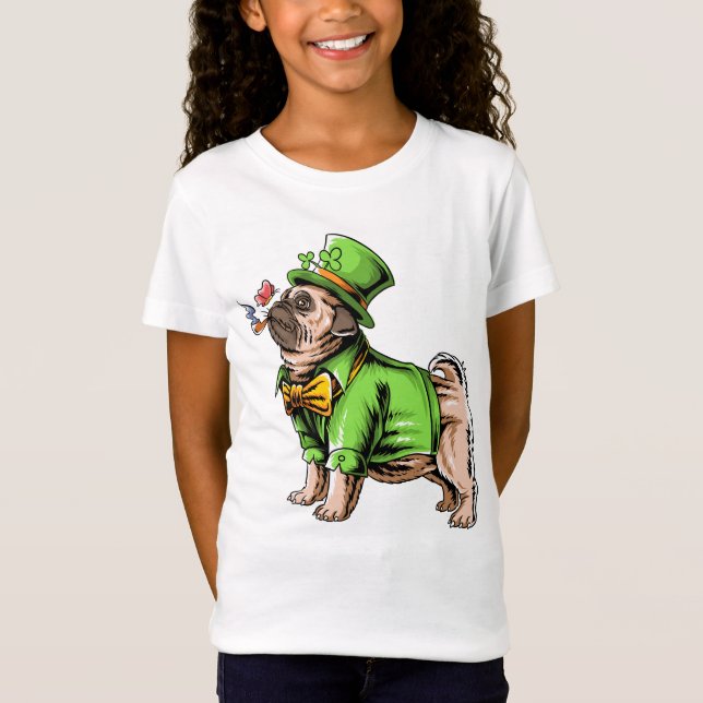 Camiseta Feliz Día de San Patricio | Leprechaun Pug T-Shirt (Anverso)